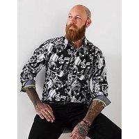 Joe Browns Men/'s Musical Note Print Shirt, Black, XL