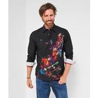 Joe Browns Men/'s Music Band Print Long Sleeve Shirt, Black, L