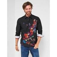 Joe Browns Men/'s Music Band Print Long Sleeve Shirt, Black, XXL