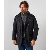 Joe Browns Mens Nubuck Double Breasted Leather Coat Black