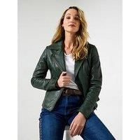 Joe Browns Women/'s Classic Collared Biker Jacket, Green, 18