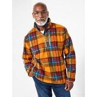 Wool Blend Check Funnel Neck Top