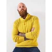 Joe Browns Men/'s Ribbed Hem Acid Wash Funnel Knit Top Polo Sweater, Green, XL