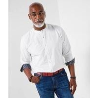 Joe Browns Men/'s Contrast Printed Trim Grandad Collar Shirt, White, XL