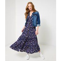 Joe Browns Women's Dark Vintage Floral Puff Sleeve V-Neck Midi Dress