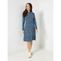 Joe Browns Women/'s Printed High-Neck Jersey Mini Dress, Blue, 14