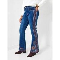 Joe Browns Women's Embroidered Detail Boho Flared Jeans