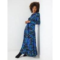 Joe Browns Women's Blue Print Floral Maxi Shirt Dress