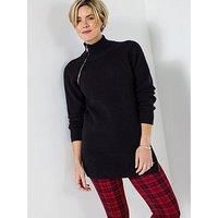 Joe Browns Women's Black Longline Zip Detail Jumper