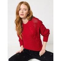 Joe Browns Women/'s Bold Red Cable Knit Jumper Sweater, 8