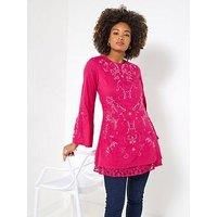 Joe Browns Women/'s Pink Embroidered Tunic Dress Shirt, 18