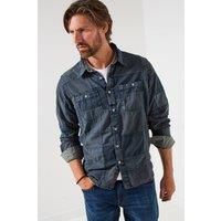 Joe Browns Men/'s Classic Collar Long Sleeve Patch Shirt, Washed Black, L