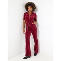Joe Browns Women's Belted Bootcut Cord Jumpsuit in Plum | Size: 16