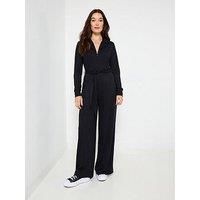 Joe Browns Women's Collared Zip Front Straight Leg Jersey Jumpsuit
