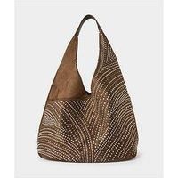 Joe Browns Womens Gemstone Detail Boho Microsuede Shoulder Bag Brown One Size