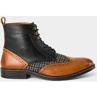 Joe Browns Mens Classic Lace Up Tweed Panelled Leather Boots Multicoloured