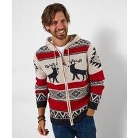 Joe Browns Mens Stag Pattern Zip Hoodie Ivory