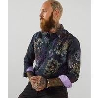 Joe Browns Mens Large Paisley Print Long Sleeve Shirt Black