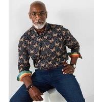 Joe Browns Mens Ombre Button Butterfly Print Long Sleeve Shirt Black