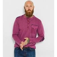 Joe Browns Mens Contrast Stitch Henley Top Red