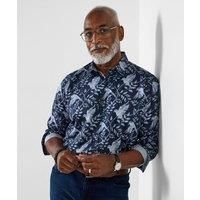 Joe Browns Mens Classic Collar Long Sleeve Bird Print Shirt Navy