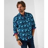 Joe Browns Mens Contrast Trim Guitar Printed Long Sleeve Shirt Blue