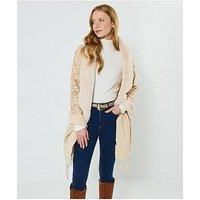 Joe Browns Women's Chic Winter Embroidered Wrap With Fur in Cream