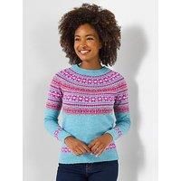 Joe Browns Women's Classic Crew Neck Fairisle Jumper in Aqua | Size: 12