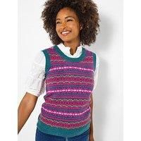 Joe Browns Women/'s Fairisle Knitted Vest Sweater, Green, 14