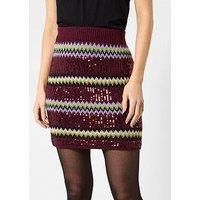 Joe Browns Womens Stretchy Knitted Sequin Mini Skirt Berry
