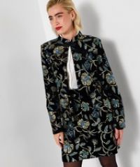 Joe Browns Womens Mandarin Collar Boutique Embroidered Velour Jacket Black