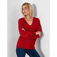 Joe Browns Women/'s Oversized Sleeve V Neck Jumper Pullover Sweater, Red, 14