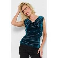 Joe Browns Women/'s Velour Cowl Neck Top Fashion Vest, Turquoise, 16