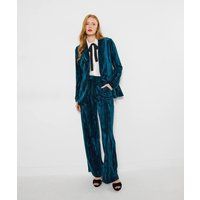 Joe Browns Womens Button Fastened Crushed Velour Jacket Blue