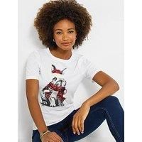 Joe Browns Women/'s Festive Embroidered Bunny Tee T-Shirt, White, 6