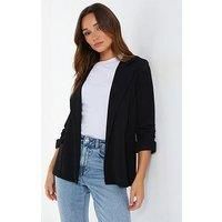 Quiz Black Ruched Sleeve Blazer