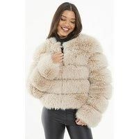 Quiz Stone Faux Fur Jacket