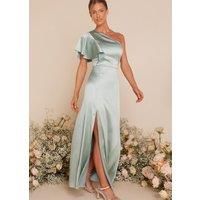 Satin One Shoulder Maxi Dress