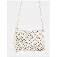 Quiz Cream Crochet Cross Body Bag