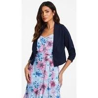 Quiz Navy Shawl Collar Crop Jacket