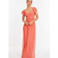Orange Chiffon Backless Maxi Dress