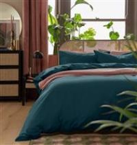 Habitat Linen Look Cotton Plain Teal Bedding Set - Single