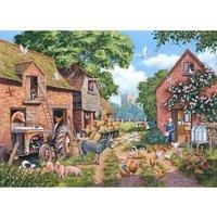 The House of Puzzles - No.24 - Farm Focus Jigsaw - 1000 Piece Jigsaws For Adults, Artist Illustrated, Scenic Landscape, Deluxe Puzzle Gifts