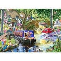The House of Puzzles - Summer on the River Jigsaw - 1000 Piece Jigsaws For Adults, Artist Illustrated, Scenic Landscape, Deluxe Puzzle Gifts