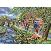The House of Puzzles - Wind at the Willows Jigsaw - 1000 Piece Jigsaws For Adults, Artist Illustrated, Scenic Landscape, Deluxe Puzzle Gifts