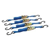 Silverline 481938 Tie-Down Ratchet Straps with S-Hook 4m x 25mm 350kg Lashing Capacity 700kg Breaking Strain Pack of 4