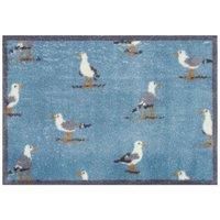 Turtle Mat Design Washable Doormat 60X85Cm Medium Multi-grip Shore Birds Blue By Sanderson, Blue