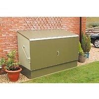 Trimetals 6' 6" x 3' (Nominal) Pent Metal Bike Store with Base Olive / Moorland Green (996RY)