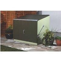 Trimetals Stowaway 4' 6" x 3' (Nominal) Pent Metal Tool Store with Base Olive / Moorland Green (942RY)
