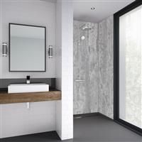 Mermaid Platinum Stone Laminate Shower Wall Panel Tongue & Groove 2420mm x 885mm in Grey